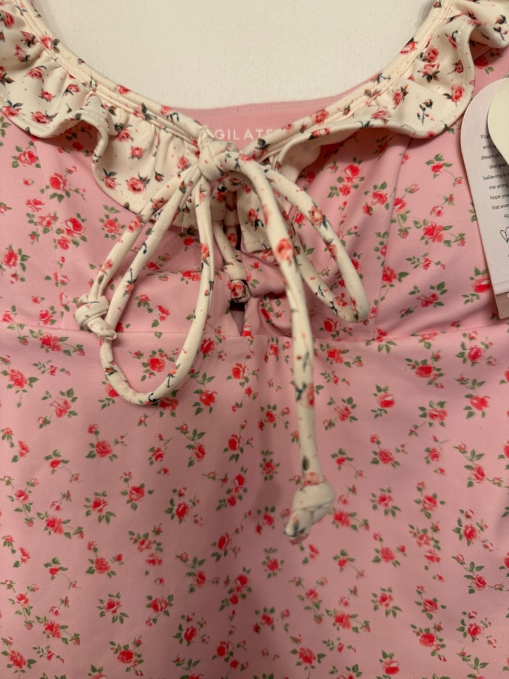 Pink Floral Ruffle Tank Top - Picture 4 of 7